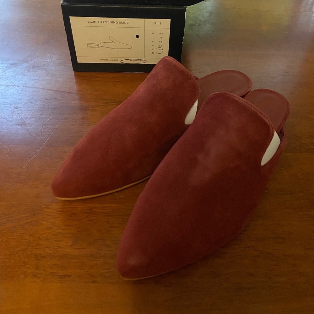 ❗️Brand new in box Able Lizbeth Evening Slide size 10.5 in Cherry Suede❗️